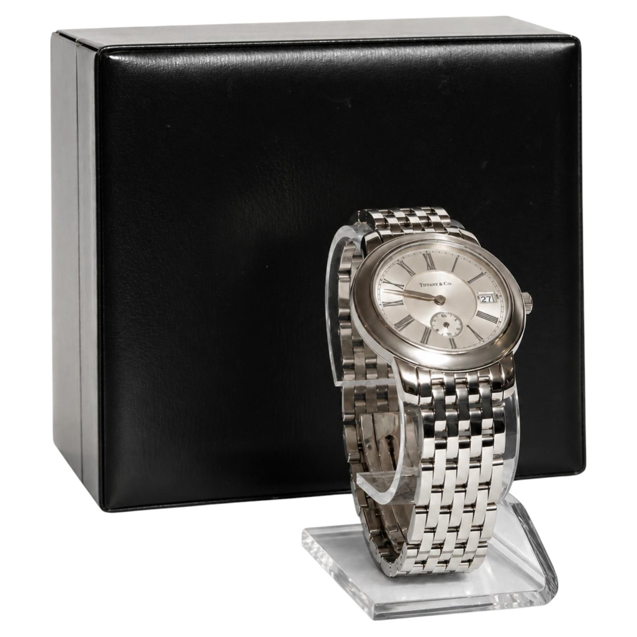 Tiffany & Co. Mark Round Stainless Steel Silver Dial Quartz Men's Watch Full Set