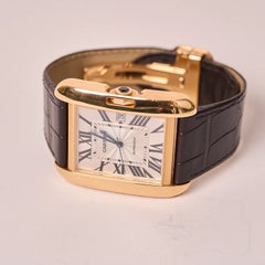 Cartier Tank Anglaise XL 18K Rose Gold Automatic Date 42mm Watch Leather Strap