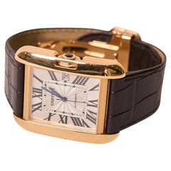 Cartier Tank Anglaise XL 18K Rose Gold Automatic Date 42mm Watch Leather Strap