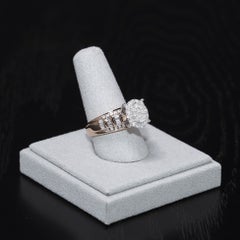 10K Rose & White Gold Diamond Cluster Ring 1CTW Baguette Round 6.7G Size 7.75