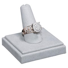 10K Rose & White Gold Diamond Cluster Ring 1CTW Baguette Round 6.7G Size 7.75