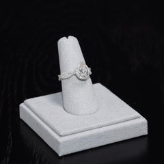 14K White Gold 1.21CT Pear Diamond Twisted Halo Engagement Ring 1.71CTW GIA