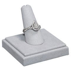 Bague de fiançailles en or blanc 10 carats, de forme poire, sertie de plusieurs diamants, 1 carat au total, G-H/SI, 3,54 g