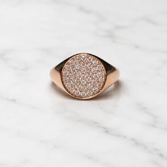 Rose Gold Signet Ring with 1.00 Carat Diamonds, Italian Design