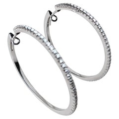 0.25 Carat G VS Diamond Hoop Earrings Set In 18K White Gold Made In Italy
