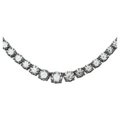 20 Ct Tennis Necklace Riviera Style 14k White Gold 17 Inch