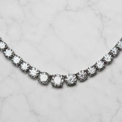 20 Ct Tennis Necklace Riviera Style 14k White Gold 17 Inch