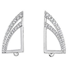 0.92 Ct Diamond Geometric Drop Earrings 18K White Gold Art Decò Style