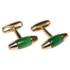 Salvatore Ferragamo 18K Rose Gold Green Gemstone Cufflinks