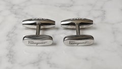 Gemelli Salvatore Ferragamo in oro bianco 18 carati con pavé di diamanti