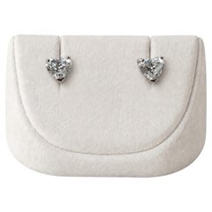 GIA Certified 1 Carat F VS2 Heart Shaped Diamond Stud Earrings 18K White Gold