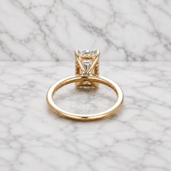 GIA 2.01 Carat F VVS2 Emerald Cut Hidden Halo 18K Yellow Gold Engagement Ring