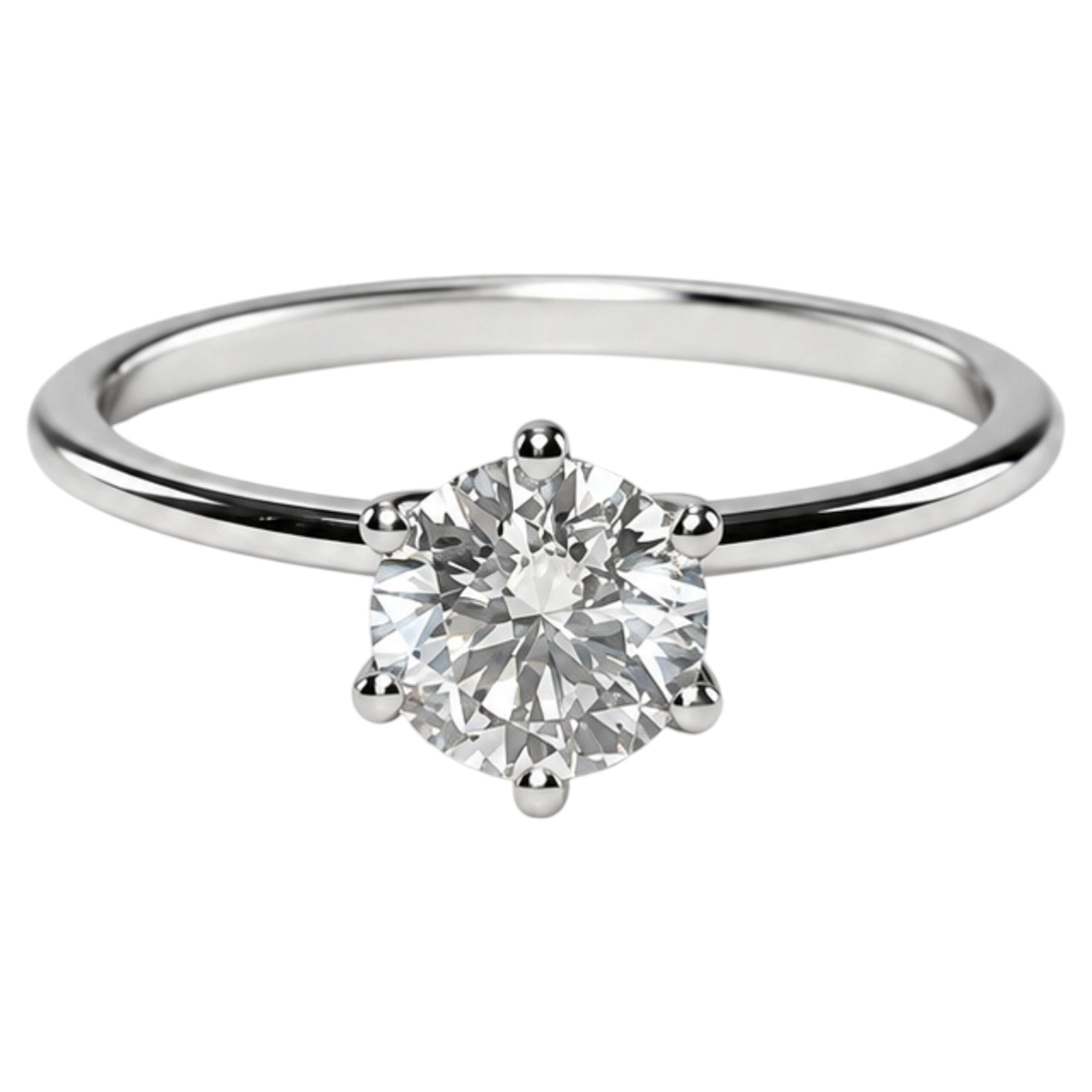 GIA-zertifizierter Diamant mit 0,80 Karat, H, SI2, „Triple Excellent“, Ring aus 18-karätigem Weißgold im Angebot