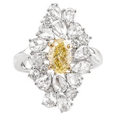 GIA Certified 1.13 Ct Fancy Yellow Diamond 2.35 Ct Diamond 18K White Gold Ring