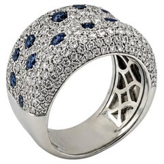 Made-to-Order 2 Carat Diamond And 0.90 Carat Blue Sapphire 18K White Gold Ring