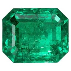 GIA & GRS Certified 8.88 Carat Zambian Green Emerald Moderate Oil - F1