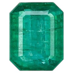 GIA & GRS Certified 8.88 Carat Zambian Green Emerald Moderate Oil - F1