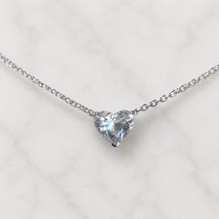 GIA 1.00 Ct Heart Diamond G VS 18K White Gold Pendant Necklace