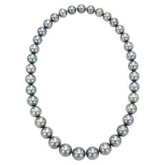 PSL Ocean Blue Tahitian Pearl Necklace 10–11.9mm in Platinum Grey