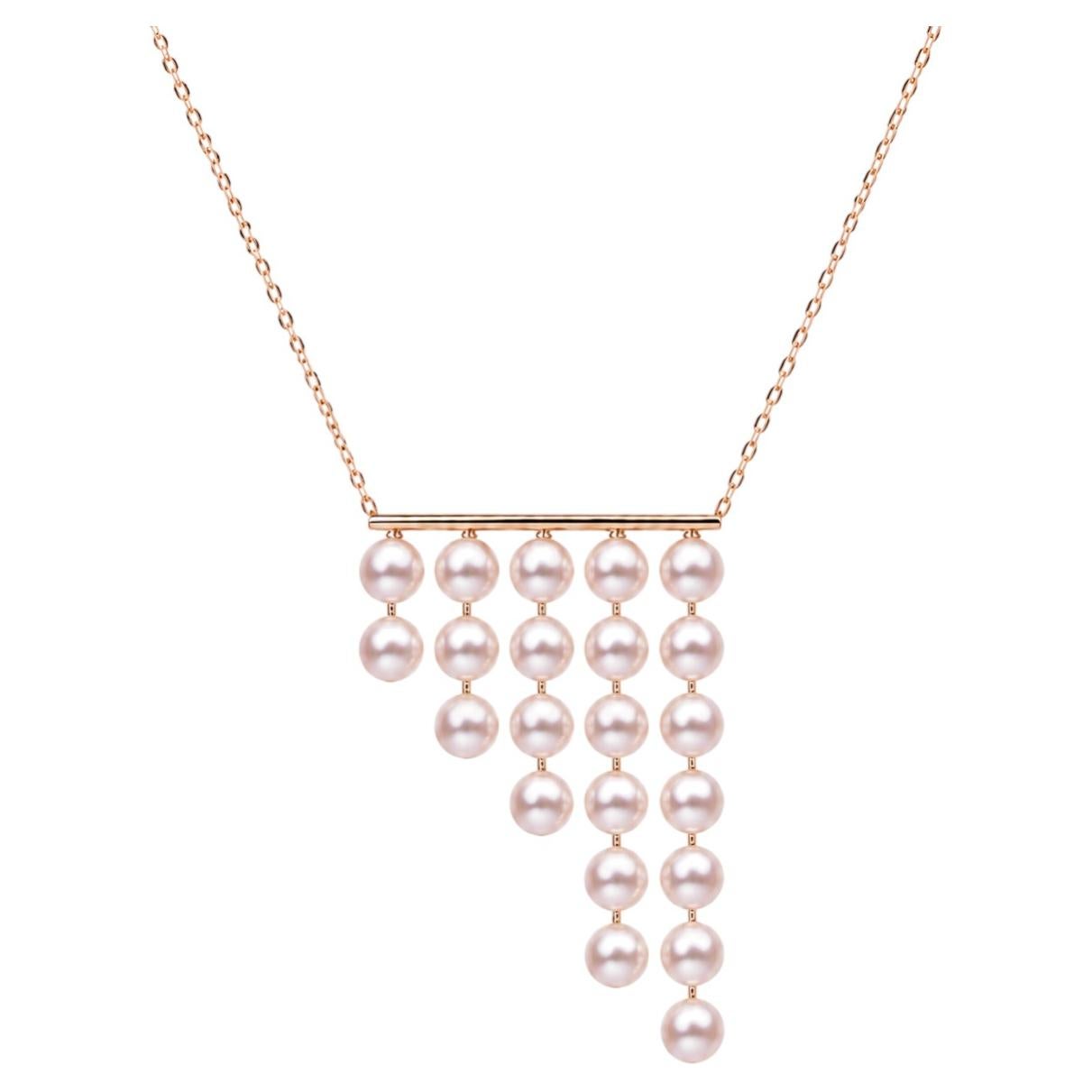 Collier de perles Akoya japonaises, 7-8 mm, maillons en or massif 18 carats