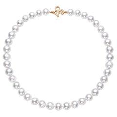 Australian White South Sea Pearl Necklace 9.5–12mm, Round Silver Blue Pearls