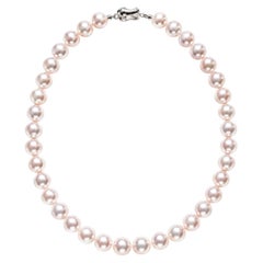 9–9.5mm Japanese Akoya Pearl Necklace, Cherry Pink, PSL Rose P Certified