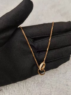 Cartier LOVE Pavé Diamond Interlocking Necklace in 18K Rose Gold, Full Set, 2021