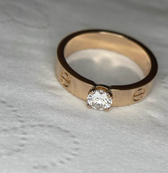 Cartier LOVE Solitaire Diamond Ring in 18K Rose Gold, 0.31 Carat, Size 51