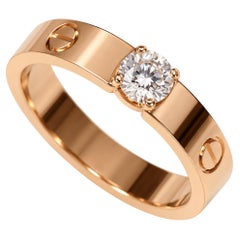 Cartier LOVE Solitaire Diamond Ring in 18K Rose Gold, 0.31 Carat, Size 51