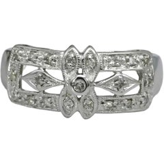 14k White Gold Round Diamond Milgrain Ring 0.25CT Size 6.25