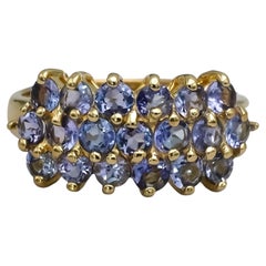 14k Yellow Gold Round Tanzanite Cluster Ring 1.50CT Size 6.75