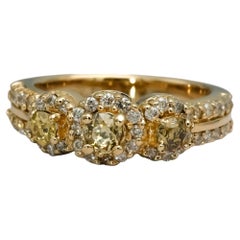14k Yellow Gold Round Diamond Halo Ring 1.0CT Size 6.75