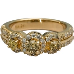 14k Yellow Gold Round Diamond Halo Ring 1.0CT Size 6.75