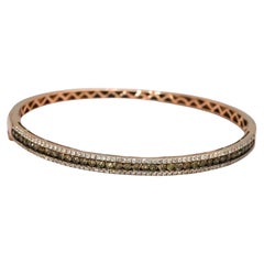Bracciale rigido con cerniera LE VIAN in oro rosa 14k con diamanti bianchi e color cioccolato, 2,50 carati