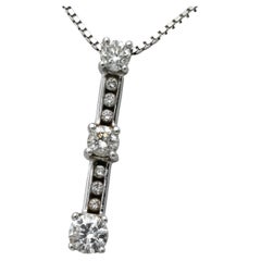 14k White Gold Round Diamond Past Present Future Pendant Necklace 1.0CT