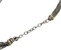 DAVID YURMAN 18k Gold Sterling Silver Gemstone Multistrand Necklace w/ Pouch