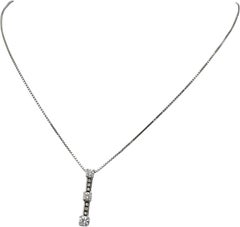 14k White Gold Round Diamond Past Present Future Pendant Necklace 1.0CT