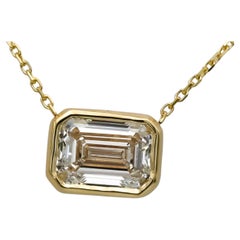 IGI 14k Yellow Gold VS1/G Emerald Cut Lab-Grown Diamond Pendant Necklace 2.60CT