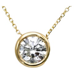 14k Yellow Gold VS Round Lab-Grown Diamond Solitaire Pendant Necklace 1.08CT