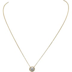 14k Yellow Gold VS Round Lab-Grown Diamond Solitaire Pendant Necklace 1.08CT