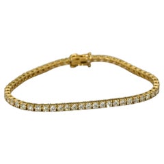 Tennisarmband aus 14-karätigem Gelbgold mit runden Diamanten der Reinheit VS, 5,37 Karat