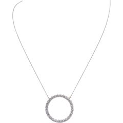 14k White Gold VS Round Diamond Fixed Circle Pendant Necklace Chain 2.35CT