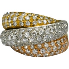 18k Yellow White Gold VS Round Diamond Pave Crossover Ring 3.0CT Size 7