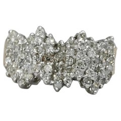 14k Yellow White Gold Round Diamond Cluster Cocktail Ring 1.25CT Size 9