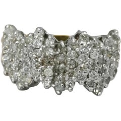 14k Yellow White Gold Round Diamond Cluster Cocktail Ring 1.25CT Size 9