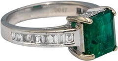 GIA Certified 18k White Gold Zambia Emerald Diamond Cocktail Ring 2.69 Size 5.5