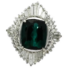 Platinum Tourmaline & VS Diamond Cocktail Ring 3.31CT Size 8