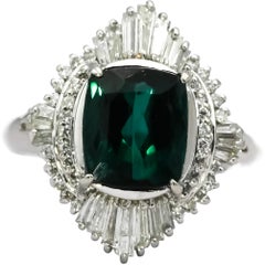 Platinum Tourmaline & VS Diamond Cocktail Ring 3.31CT Size 8