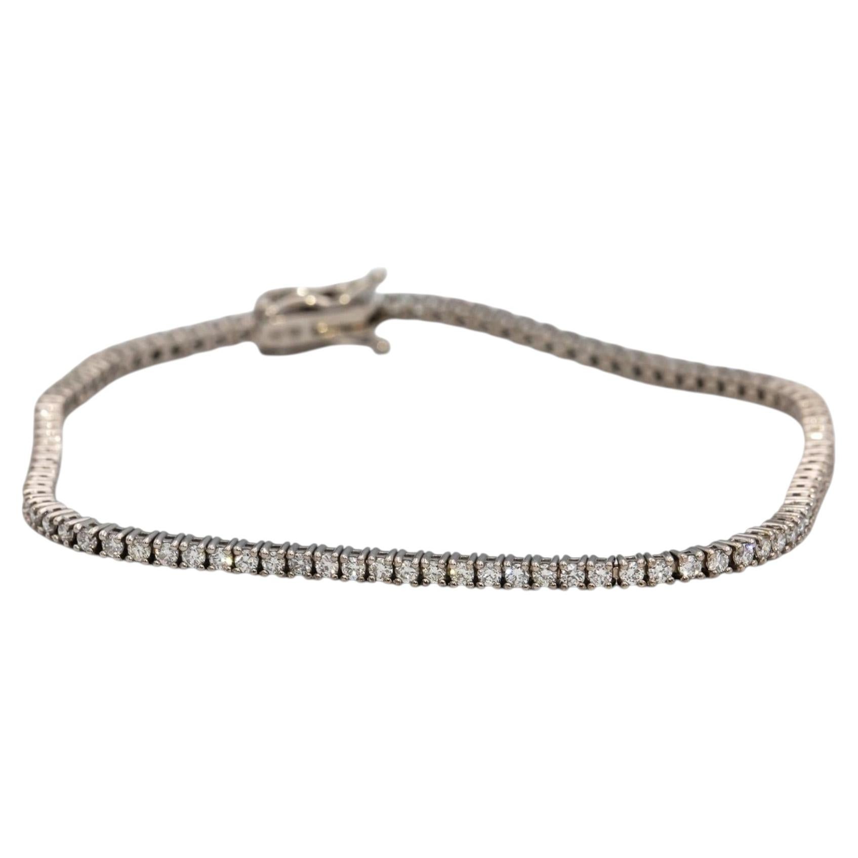 14k White Gold Round Diamond Tennis Bracelet 1.62CT