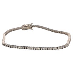 Bracciale tennis rotondo in oro bianco 14k con diamanti, 1,62 carati